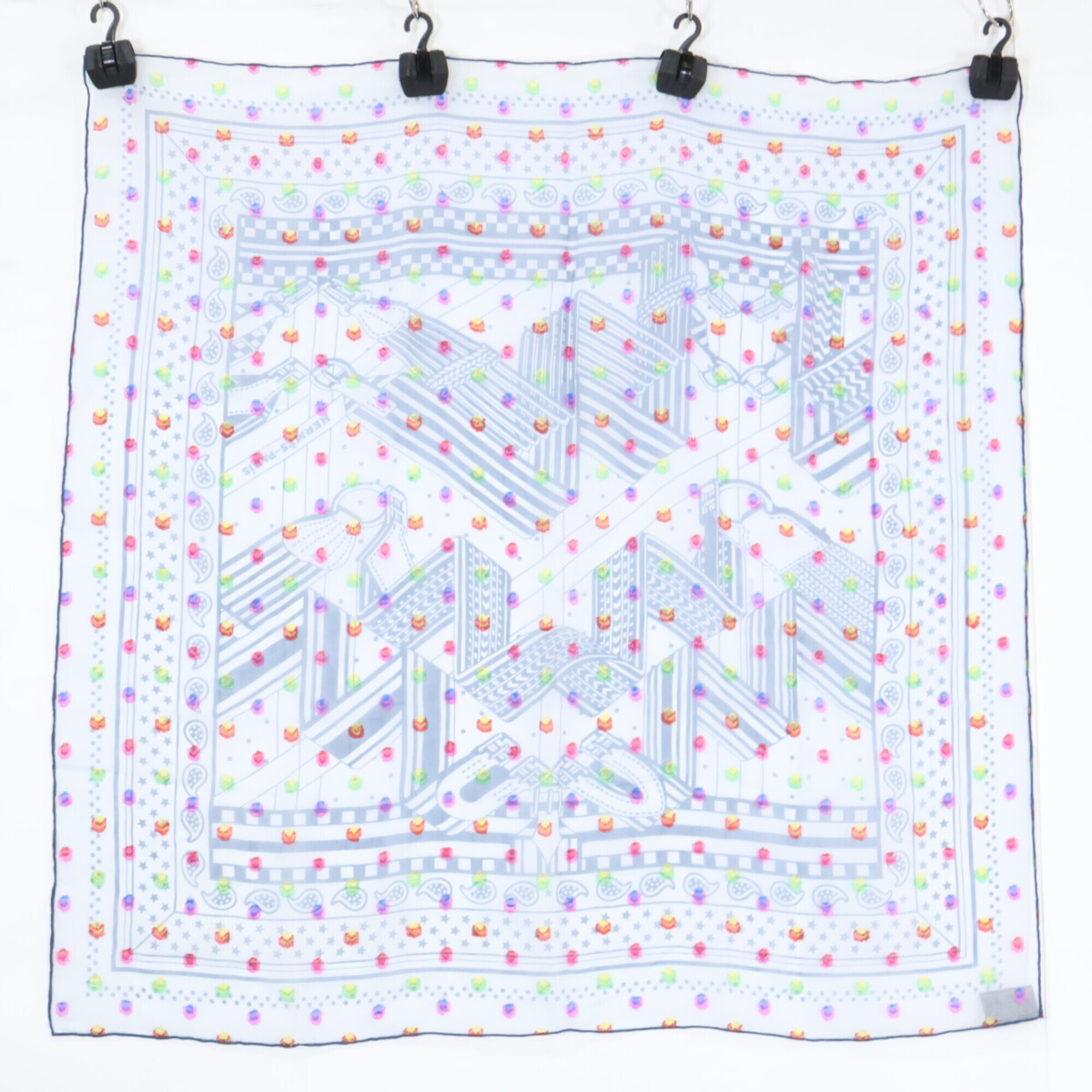 Hermes Authentic Blue Silk Scarf